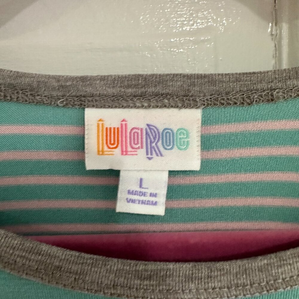 LuLaRoe Randy Baseball T-shirt - Blue & Gray - Large NWT - Picture 2 of 4